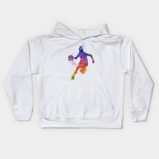 Girl Basketball Player Colorful Watercolor Silhouette Kids Hoodie